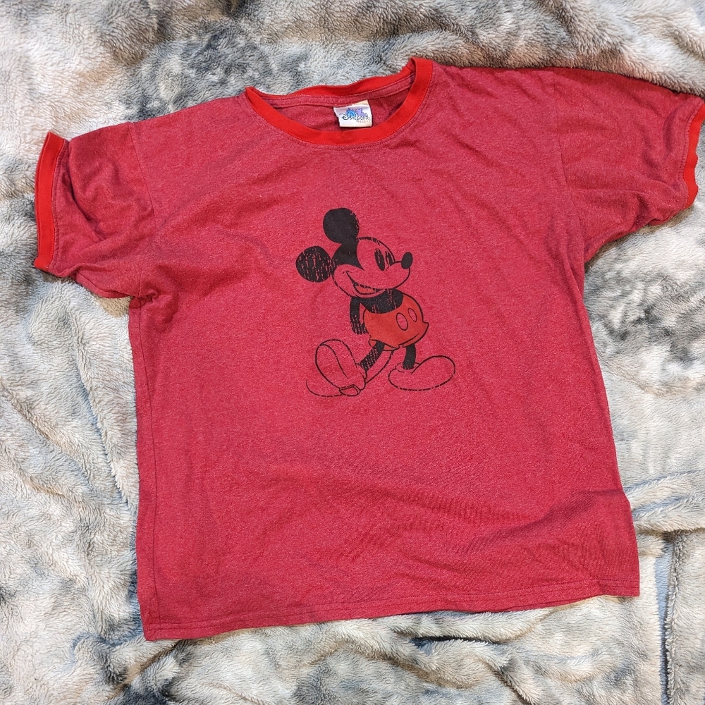 Vintage Disneyland Resort Mickey Mouse Ringer tee red